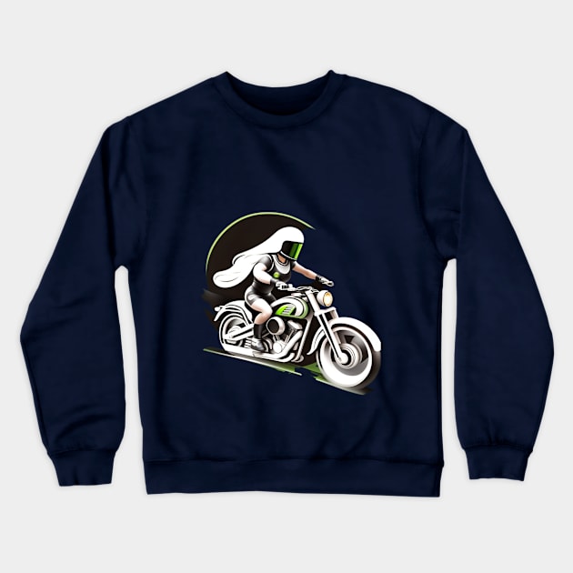 Girl Biker Art Crewneck Sweatshirt by masksutopia